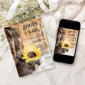 カントリーサンフラワーブーツ&バブリーブライダルシャワー 招待状