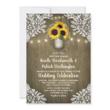 カントリーサンフラワーメイソンジャー結婚式招待状