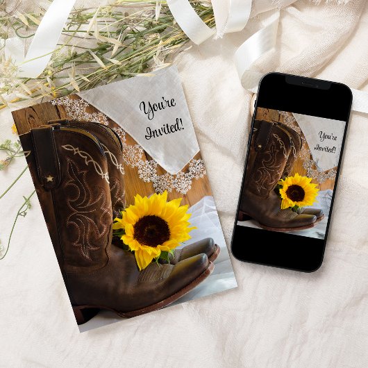 カントリーサンフラワーレースウェスタンキンセアニェラパーティー 招待状