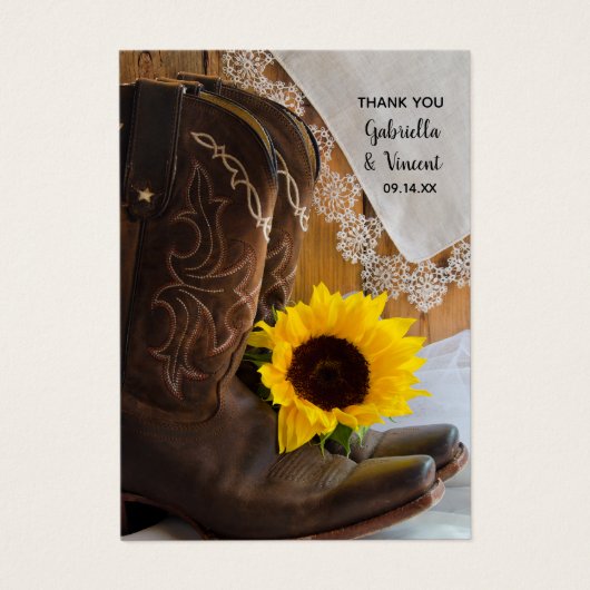 カントリーサンフラワーレースウェスタン結婚式の引き出物ラベル (正面)