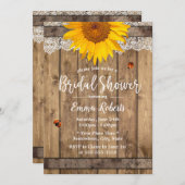 カントリーサンフラワーレース素朴バレルブライダルシャワー 招待状 (正面/裏面)