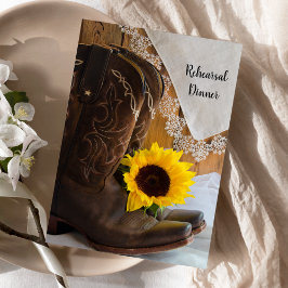 カントリーサンフラワーレース結婚のリハーサルディナー 招待状