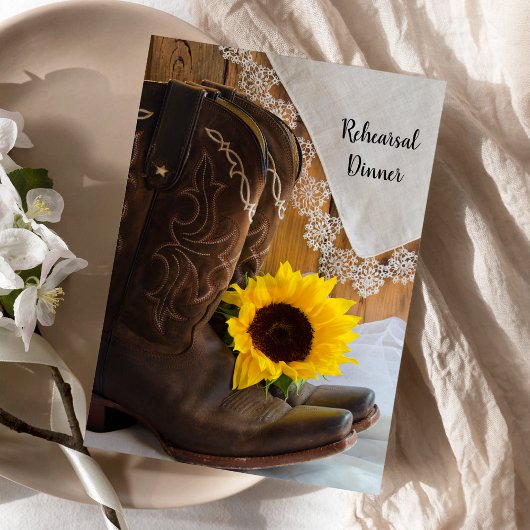 カントリーサンフラワーレース結婚のリハーサルディナー 招待状