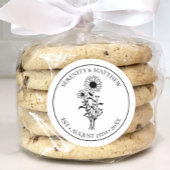 カントリーサンフラワー白黒フローラブライダルシャワー ラウンドシール