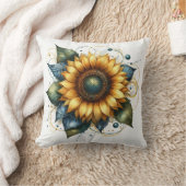 カントリーサンフラワー素朴とデニムブルージャン クッション (ブランケット)