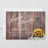 カントリーサンフラワー&バードケージ素朴ブライダルシャワー 招待状 (正面)