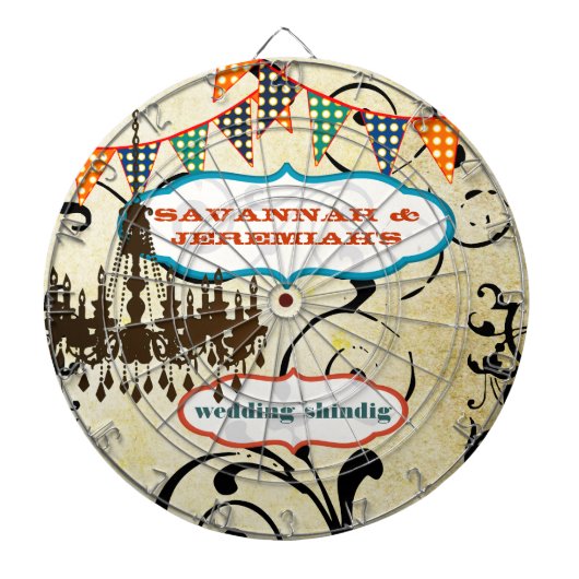 カントリーシックなアクアバンティングヴィンテージシャンデリアダーツ ダーツボード (正面)