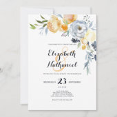 カントリーシックなオレンジ色のホワイトフローラ結婚ズ 招待状 (正面)