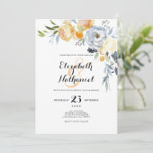 カントリーシックなオレンジ色のホワイトフローラ結婚ズ 招待状 (スタンド正面)