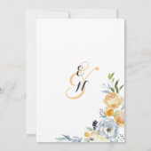 カントリーシックなオレンジ色のホワイトフローラ結婚ズ 招待状 (裏面)