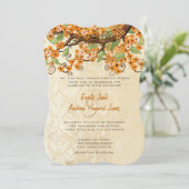 カントリーシックなサンゴさくらんぼブロッサムウェディングの誘い 招待状 (スタンド正面)