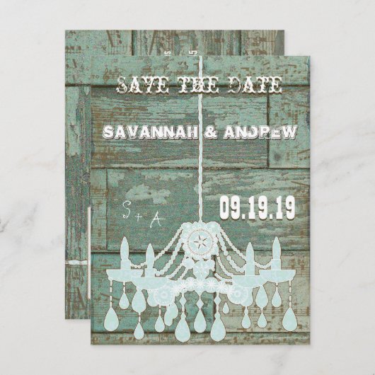 カントリーシックなチョコレートミント素朴日付を保存 案内ポストカード (正面/裏面)