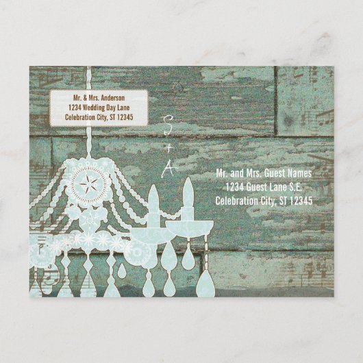 カントリーシックなチョコレートミント素朴日付を保存 案内ポストカード (裏面)