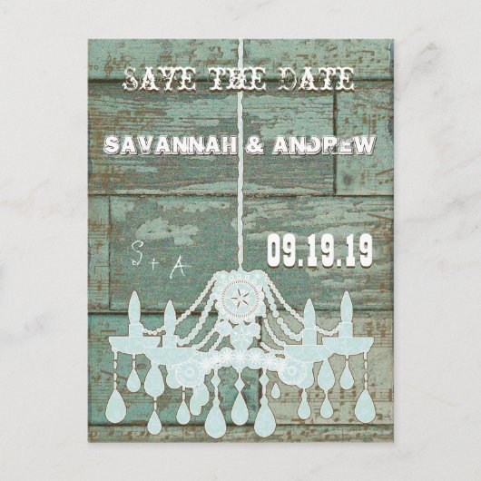 カントリーシックなチョコレートミント素朴日付を保存 案内ポストカード (正面)