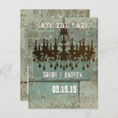 カントリーシックなチョコレートミント素朴日付を保存 案内ポストカード (正面/裏面)