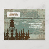 カントリーシックなチョコレートミント素朴日付を保存 案内ポストカード (裏面)