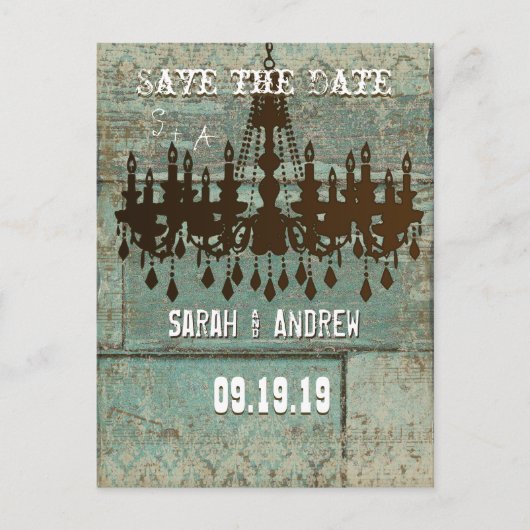 カントリーシックなチョコレートミント素朴日付を保存 案内ポストカード (正面)