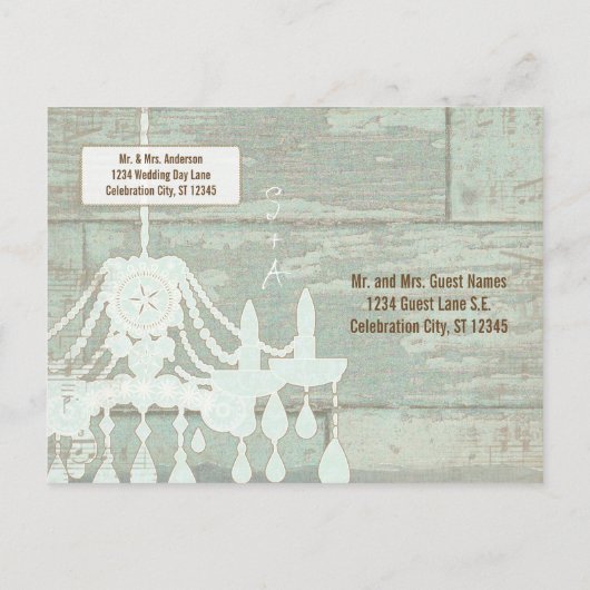 カントリーシックなチョコレートミント素朴日付を保存 案内ポストカード (裏面)