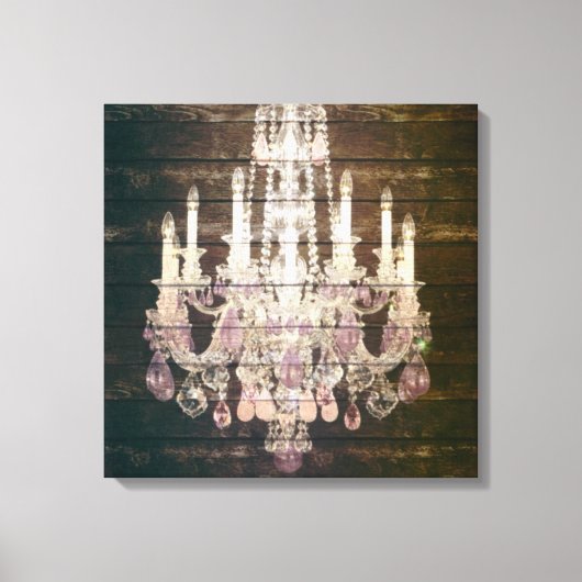 カントリーシックなバーンウッド素朴ヴィンテージシャンデリア キャンバスプリント (正面)