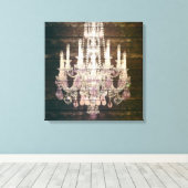 カントリーシックなバーンウッド素朴ヴィンテージシャンデリア キャンバスプリント (インサイチュ (ウッドフロア))