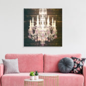 カントリーシックなバーンウッド素朴ヴィンテージシャンデリア キャンバスプリント (インサイチュ (リビング))