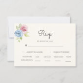 カントリーシックなパステルカラーとクリーム色の結婚式RSVP 出欠カード (正面)