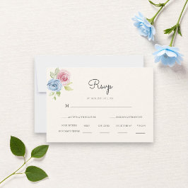カントリーシックなパステルカラーとクリーム色の結婚式RSVP 出欠カード