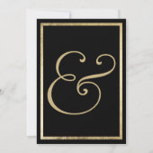 カントリーシックなブラック金ゴールドピンクグリーン結婚フローラ 招待状 (裏面)