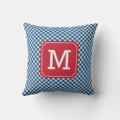 カントリーシックなブルーギンガムネームモノグラム クッション (裏面)