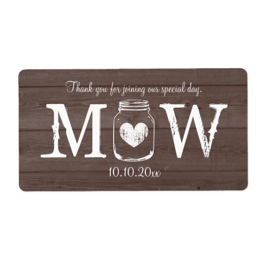 カントリーシックなメイスン結婚ンジャーのウォーターボトルラベル ラベル (正面)