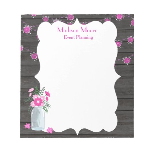 カントリーシックなライトストリングスイベントプランナー ノートパッド (正面)