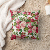 カントリーシックなレッドパステルピンクの森の緑のフローラ クッション (ブランケット)