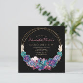 カントリーシックな水の色の多肉性ブライダルシャワー 招待状 (スタンド正面)