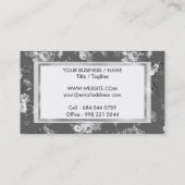 カントリーシックな白いグレーシルバーエレガントフローラ 名刺 (裏面)