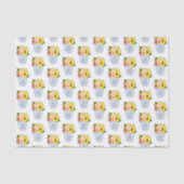 カントリーシックな秋の花を青と白の花瓶 薄葉紙 (正面)