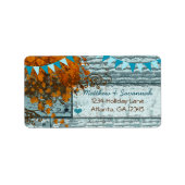 カントリーシックアクアバンティングヴィンテージコーラルハートツリー ラベル (正面)