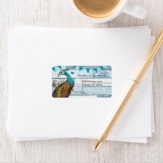 カントリーシックアクアバンティングヴィンテージ孔雀 ラベル (インサイチュ)