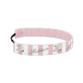 カントリーシックストライプのピンクローズブーケモノグラムの アスレチックヘッドバンド (左)
