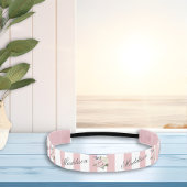 カントリーシックストライプのピンクローズブーケモノグラムの アスレチックヘッドバンド