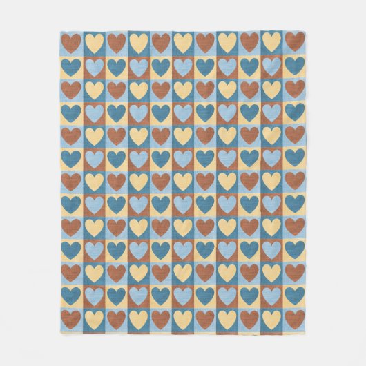 カントリーシックハートパターン フリースブランケット (正面)