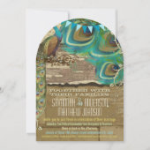 カントリーシックバンティンピーコックヴィンテージオールドウッド 招待状 (正面)