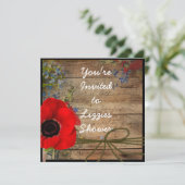 カントリーシックブライダルシャワーポピーフラワー招待状 招待状 (スタンド正面)