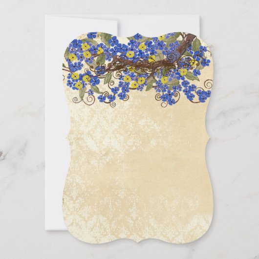 カントリーシックブルーイエローさくらんぼブロッサム招待状 招待状 (裏面)