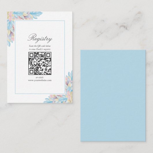 カントリーシックボタニカルブライダルシャワーレジストリ エンクロージャーカード (正面/裏面)