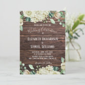 カントリーシック素朴ウッドホワイトフローラ水彩 招待状 (スタンド正面)