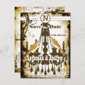 カントリーシック素朴シャンデリア日付を保存 案内ポストカード (正面/裏面)