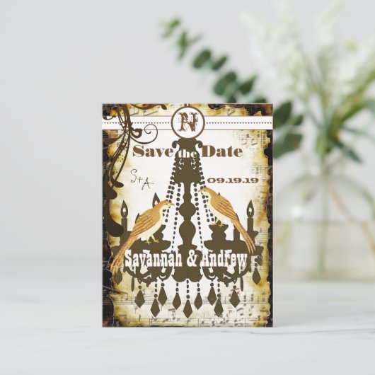 カントリーシック素朴シャンデリア日付を保存 案内ポストカード (スタンド正面)