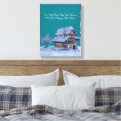 カントリーシャトーインウィンターシーン"ハッピーホーム"引用文 キャンバスプリント (インサイチュ (寝室))