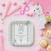 カントリージンガムブルージャンベビーシャワーウェルカム ペーパープレート (パーティー)