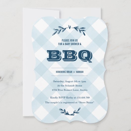 カントリージンガム赤ちゃんシャワー 招待状 (正面)